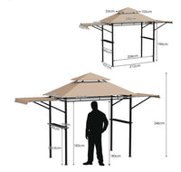 Outdoor BBQ Grill Gazebo with Adjustable Side Awnings & Shelves