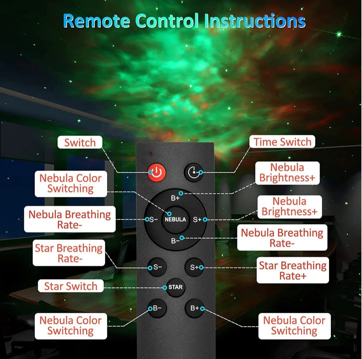 Astronaut Galaxy Projector Night Light with Remote & Timer