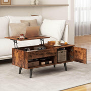 Lift-Top Coffee Table with Hidden Cabinet & Open Shelf