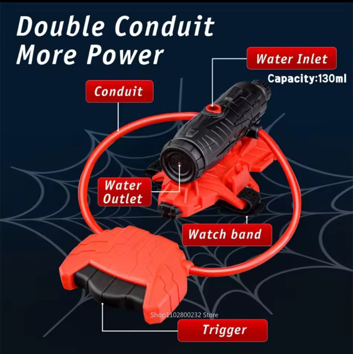 Water Gun Spider Launcher Wrist Shooting Water Toy Summer Outdoor Pool Beach Cosplay Props Water Fight Game Kids Gift Children