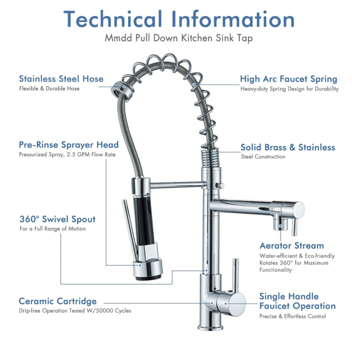 Chrome Pull-Out Kitchen Mixer Tap – 360° Swivel