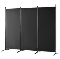 226 × 185 cm 3-Panel Black Fabric Room Divider