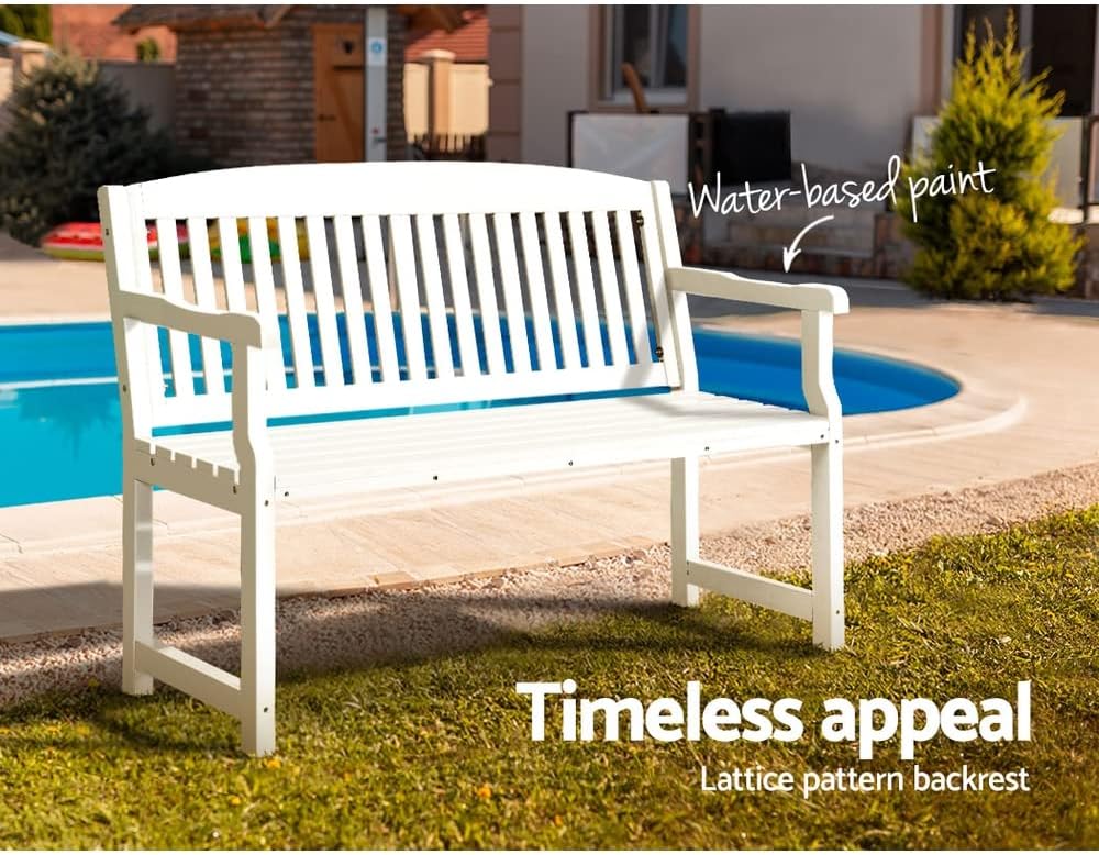 120 cm White Fir-Wood Garden Bench – Up to 300 kg