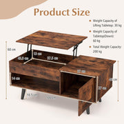 Lift-Top Coffee Table with Hidden Cabinet & Open Shelf