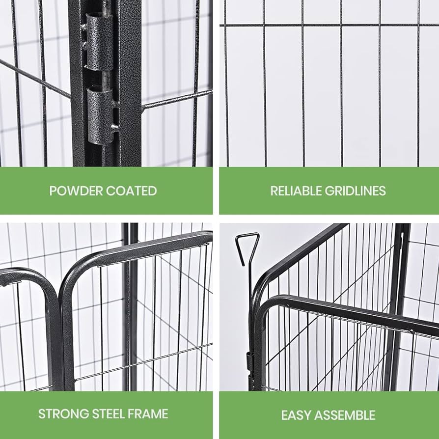 8-Panel Foldable Metal Pet Playpen with Gate