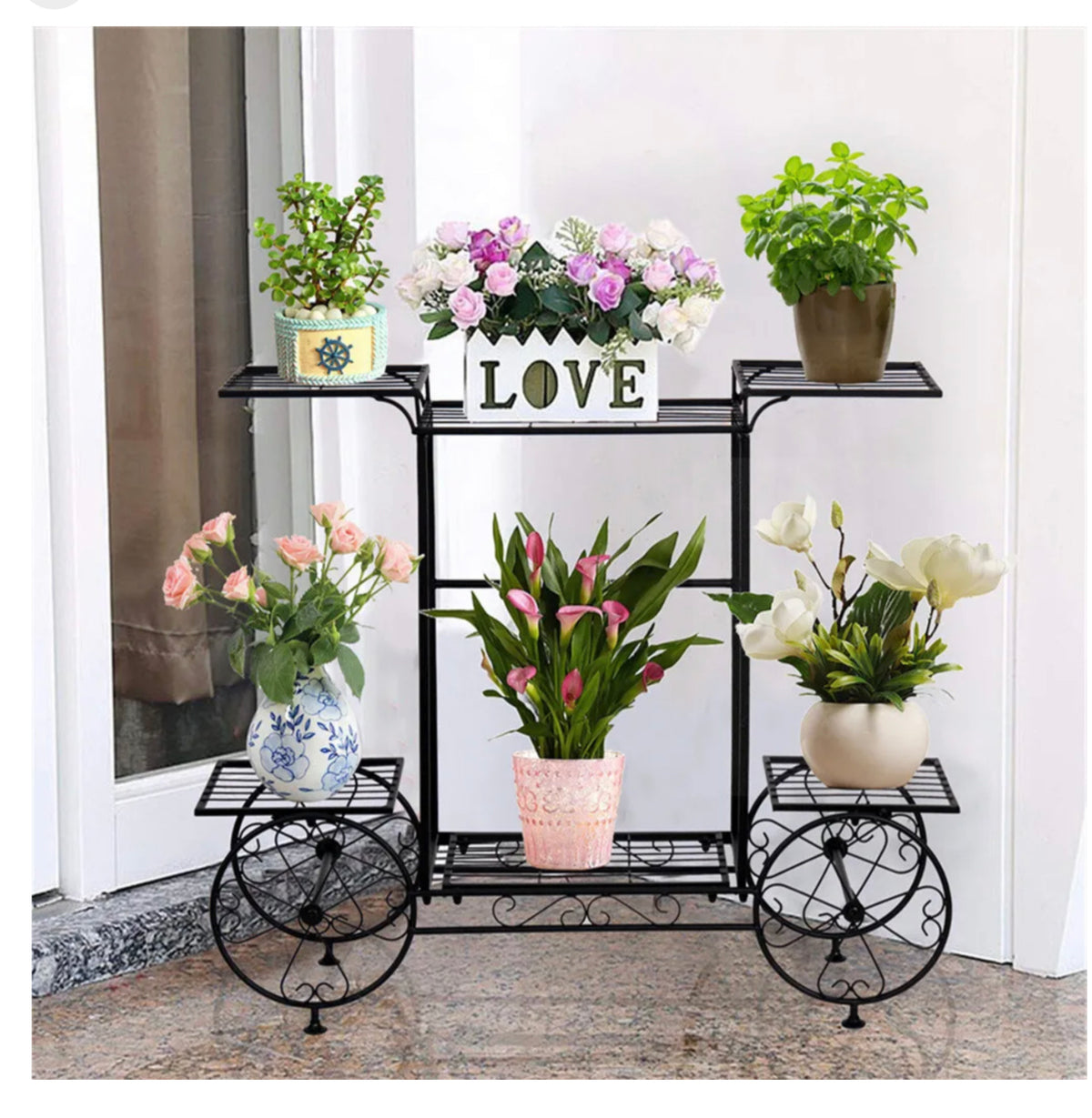 6-Tier Parisian-Style Metal Plant Stand – Black