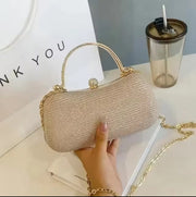 Heart-Shaped Metallic Evening Clutch with Chain – Gold or Silver