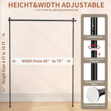 Room Divider Curtain Rod No Drilling, Wall Divider for Room Separation, 121-304cm(H) 71-177cm(W) Adjustable, Heavy Duty Floor to Ceiling Tension Curtain Stand, Black