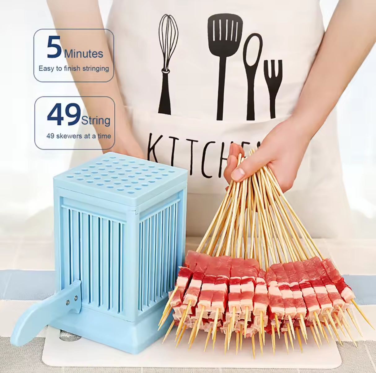49 Holes Kebab Maker Box Portable Meat Skewer Maker Box Detachable Kebab Maker Tool Multifunction for Camping Barbecue