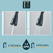 Black 2-Mode Pull-Out Kitchen Mixer Tap – 360° Swivel