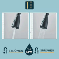 Black 2-Mode Pull-Out Kitchen Mixer Tap – 360° Swivel