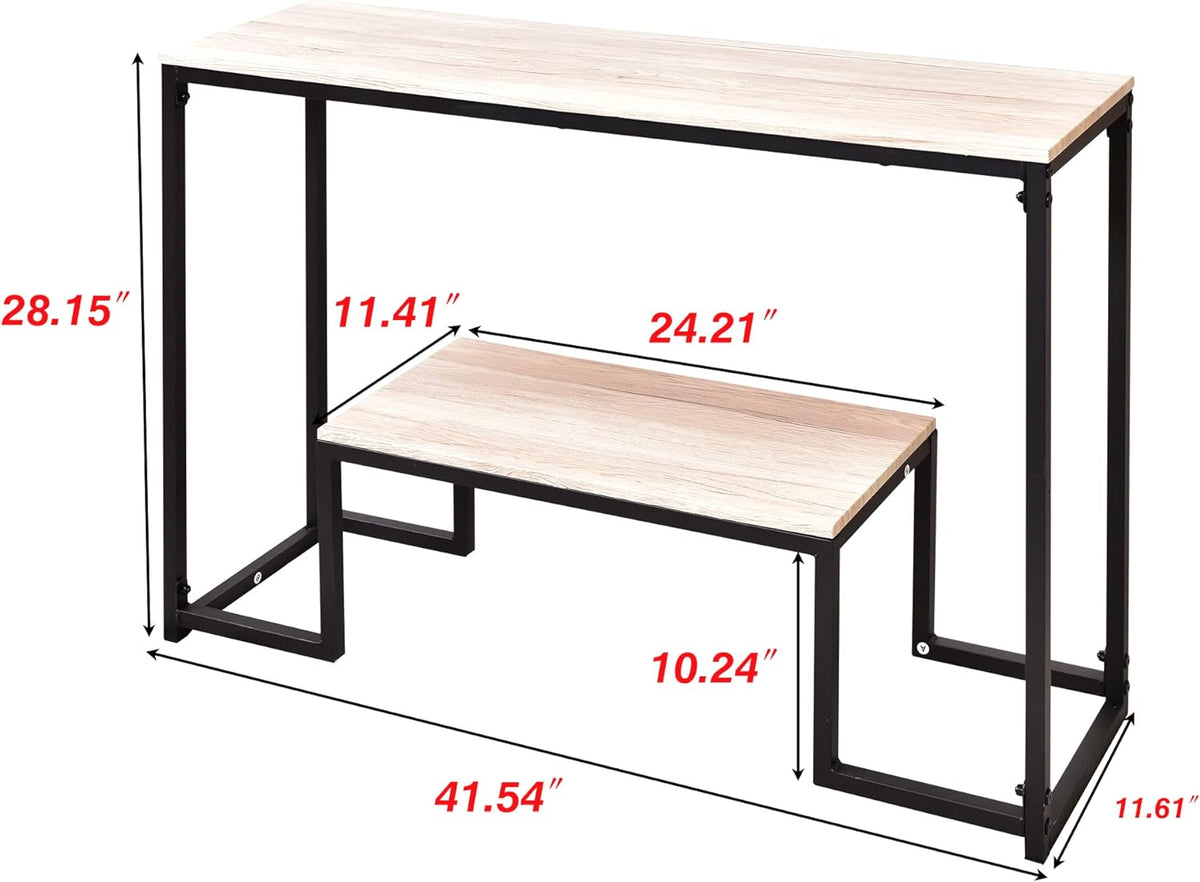 Narrow 2-Tier Industrial Console Table