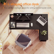 100 cm Reversible L-Shaped Desk with Shelves & Monitor Stand