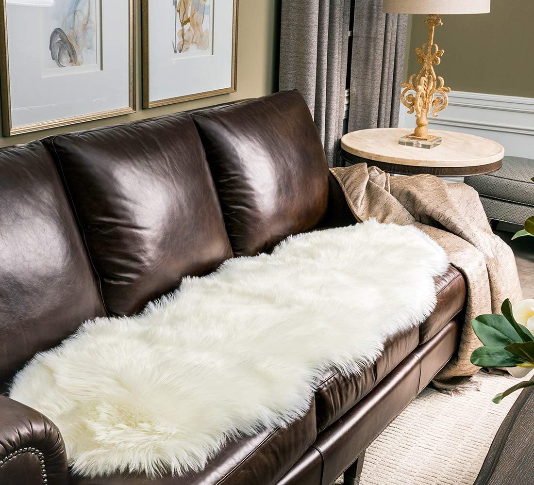 60 × 180 cm Pink Faux-Sheepskin Fur Runner
