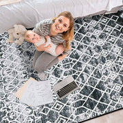 Black & Grey Soft Non-Slip Area Rug