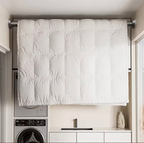 Adjustable Stainless Steel Drying Rack,Telescopic Curtain Rod for Bathroom,No Punch Expandable Pole for Clothes Quilt