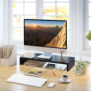20-Inch Black Monitor Riser with Keyboard Storage