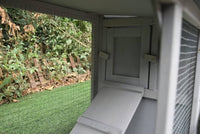 Grey Wooden Rabbit Hutch with Double Run