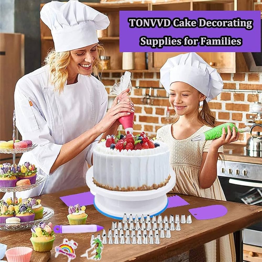 Cake Decorating Tools Supplies Kit, 492 PCS Cake Decorating Kit 3 Packs Springform Cake Pans, Cake Rotating Turntable, 48 Piping Icing Tips, 7 Russian Nozzles, Baking Supplies, Cupcake Decorating Kit