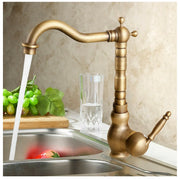 Antique Brass 360°Swivel Basin Taps Mixer Sink Laundry Kitchen Faucet Spout
