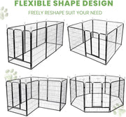 8-Panel Foldable Metal Pet Playpen with Gate