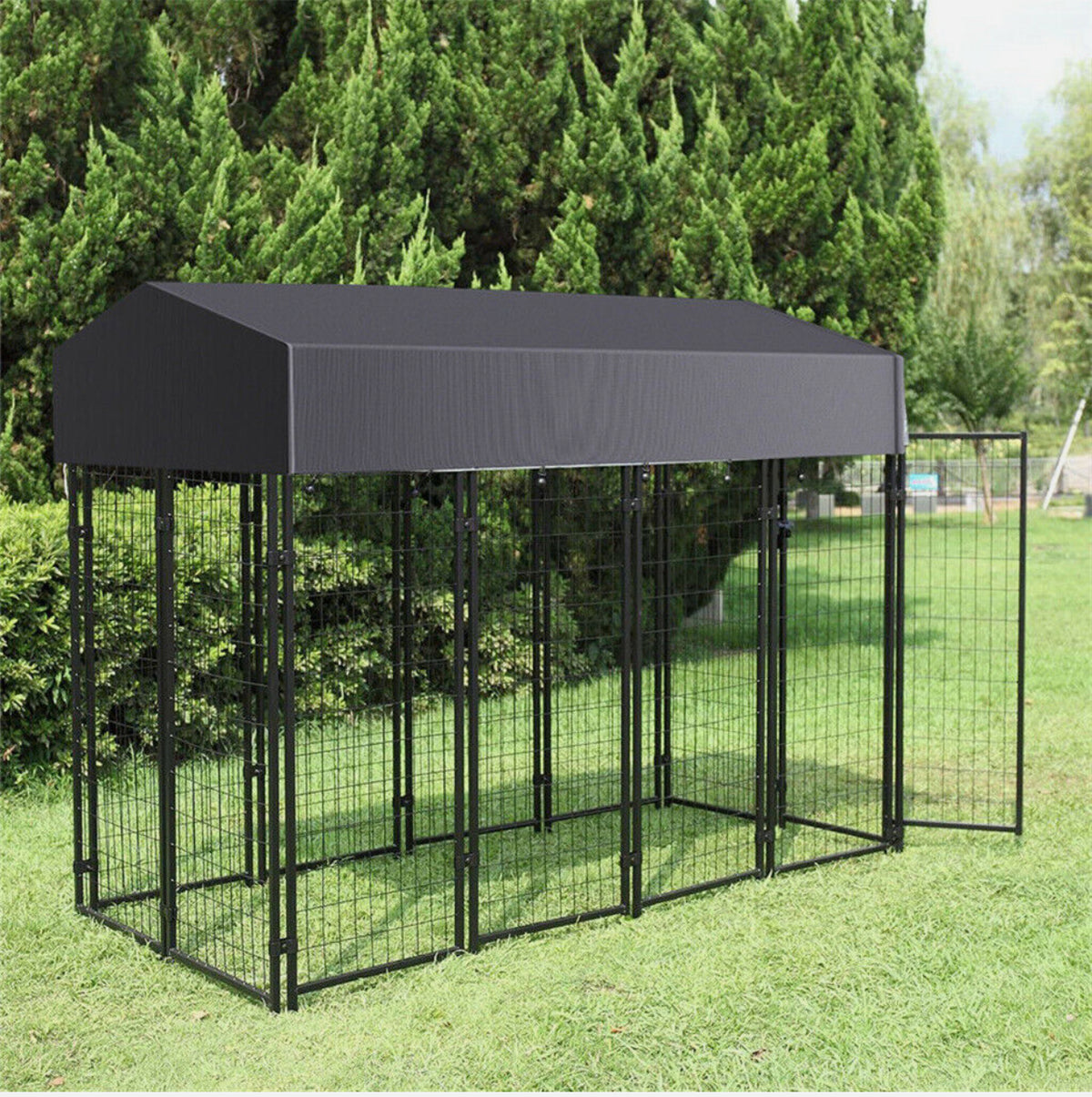 Painted-Iron Dog Kennel Run with 210D Oxford Cover – 3 Sizes