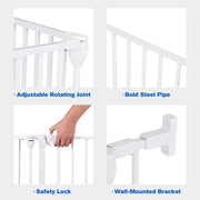 6-Panel Adjustable Metal Dog Gate with Door – 380 × 74 cm, White