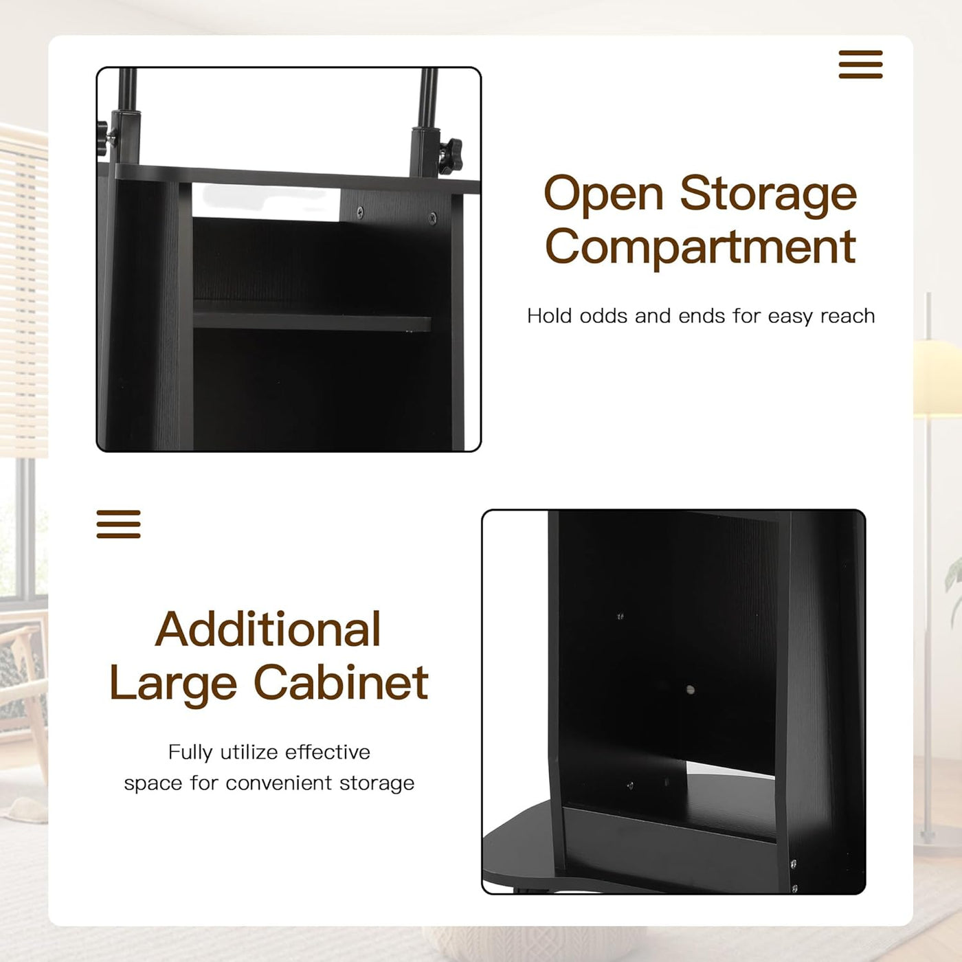 Mobile Height-Adjustable Podium with Tilting Top & Storage