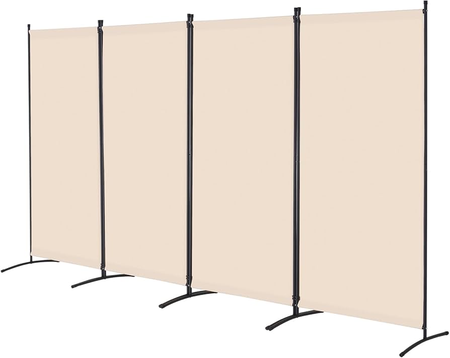 Room Divider, 4 Panels Room Divider, Folding Privacy Screen and Portable Partition Divider for Room Separation, Freestanding Room Partitions for Office, Bedroom, Study, Beige