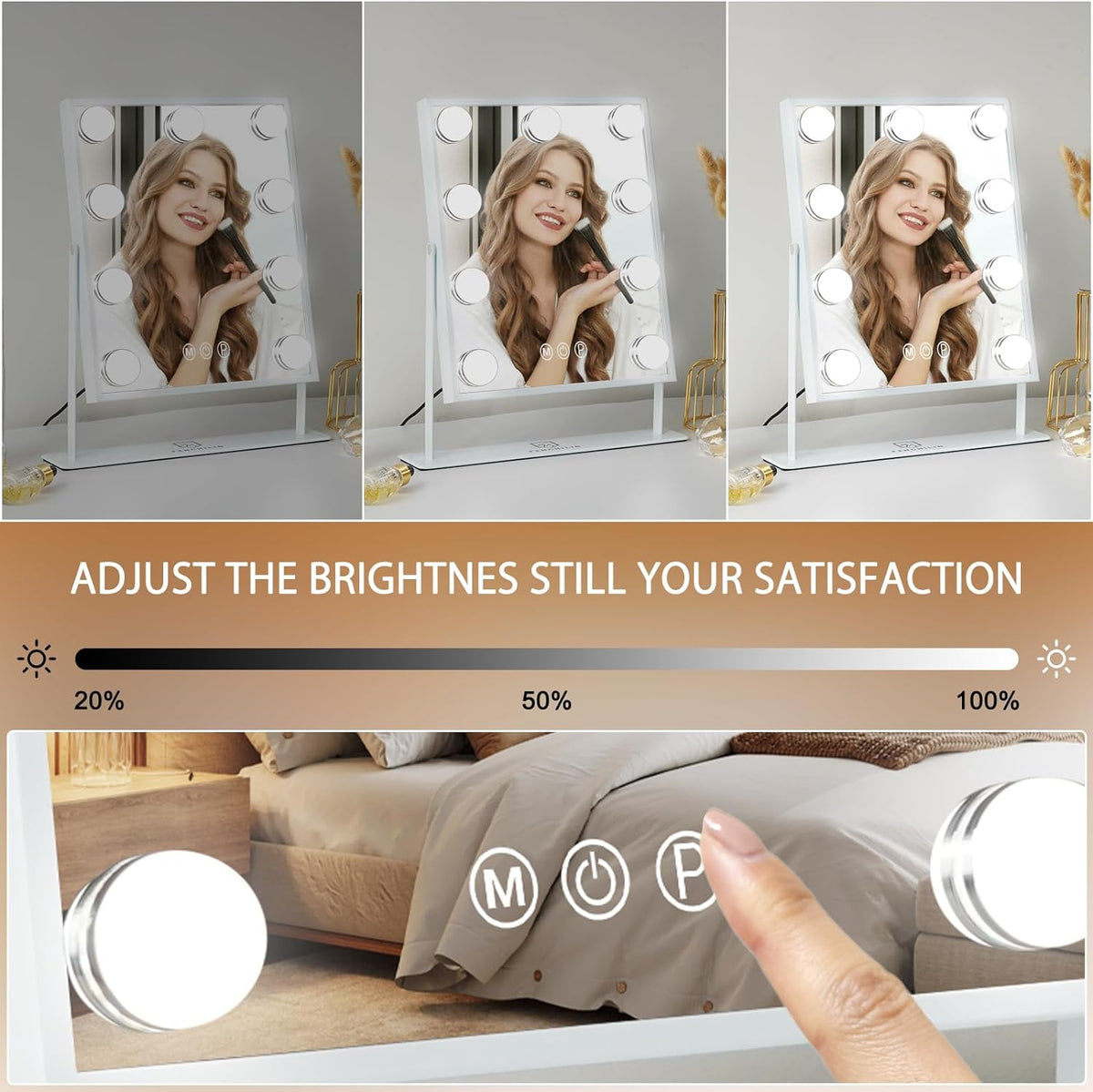 30 cm Hollywood-Style LED Vanity Mirror with 10× Detail Mirror
