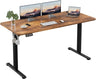 Electric Standing Desk 140x60cm (55.1"x23.6"), Height Adjustable Sit Stand Desk with Hooks, Metal Frame Stand up Desk with Powerful Motor, Ergonomic Computer Desk for Home Office (Brown)