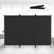 Black 3-Panel Room Divider with Gap Covers – 260 × 180cm