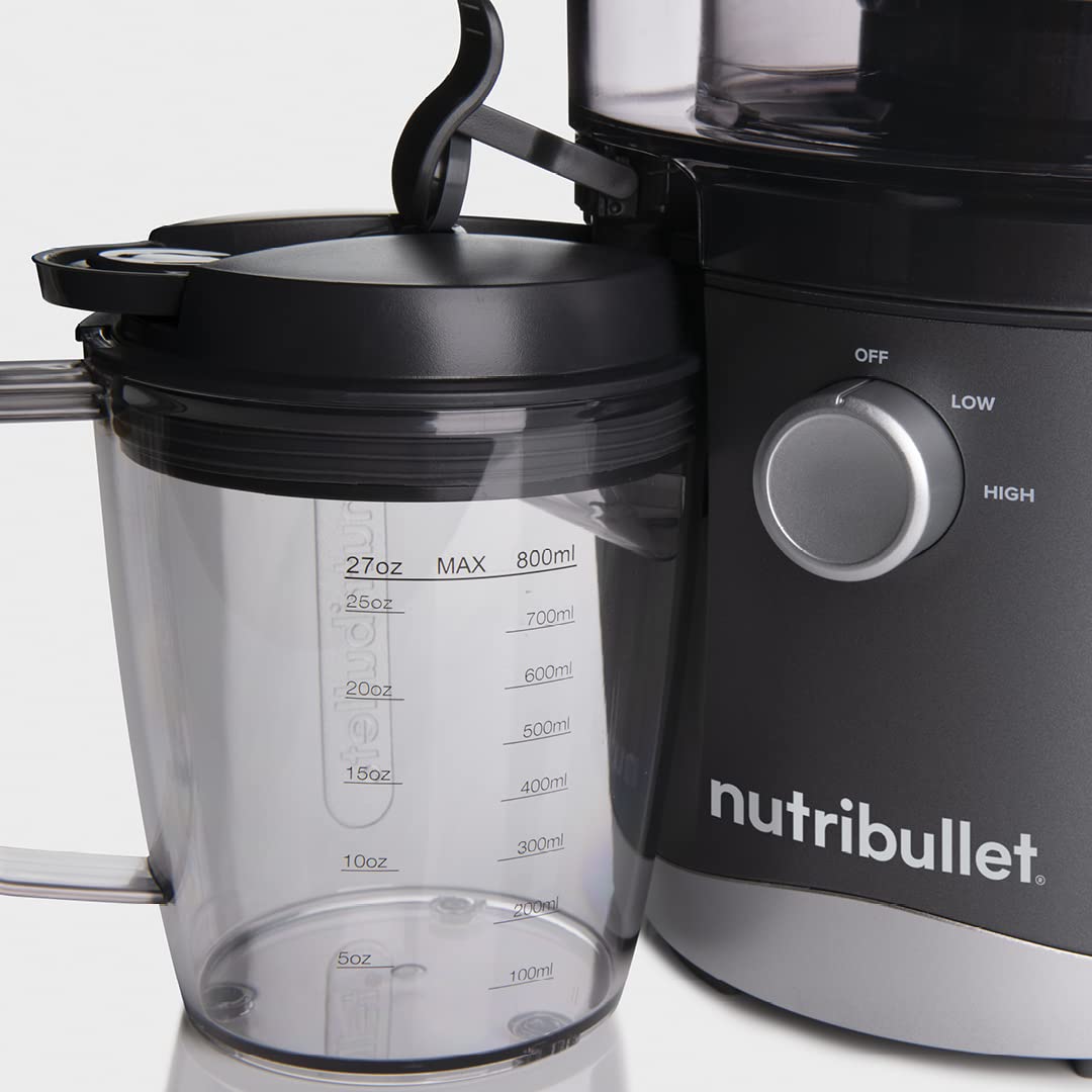NutriBullet Juicer, Dark Grey, Juicer, High Speed Centrifugal Juicer with 800w Motor, Two Speeds, 1.5L Pulp Basin, 800ml Juice Container (NBJ07100)