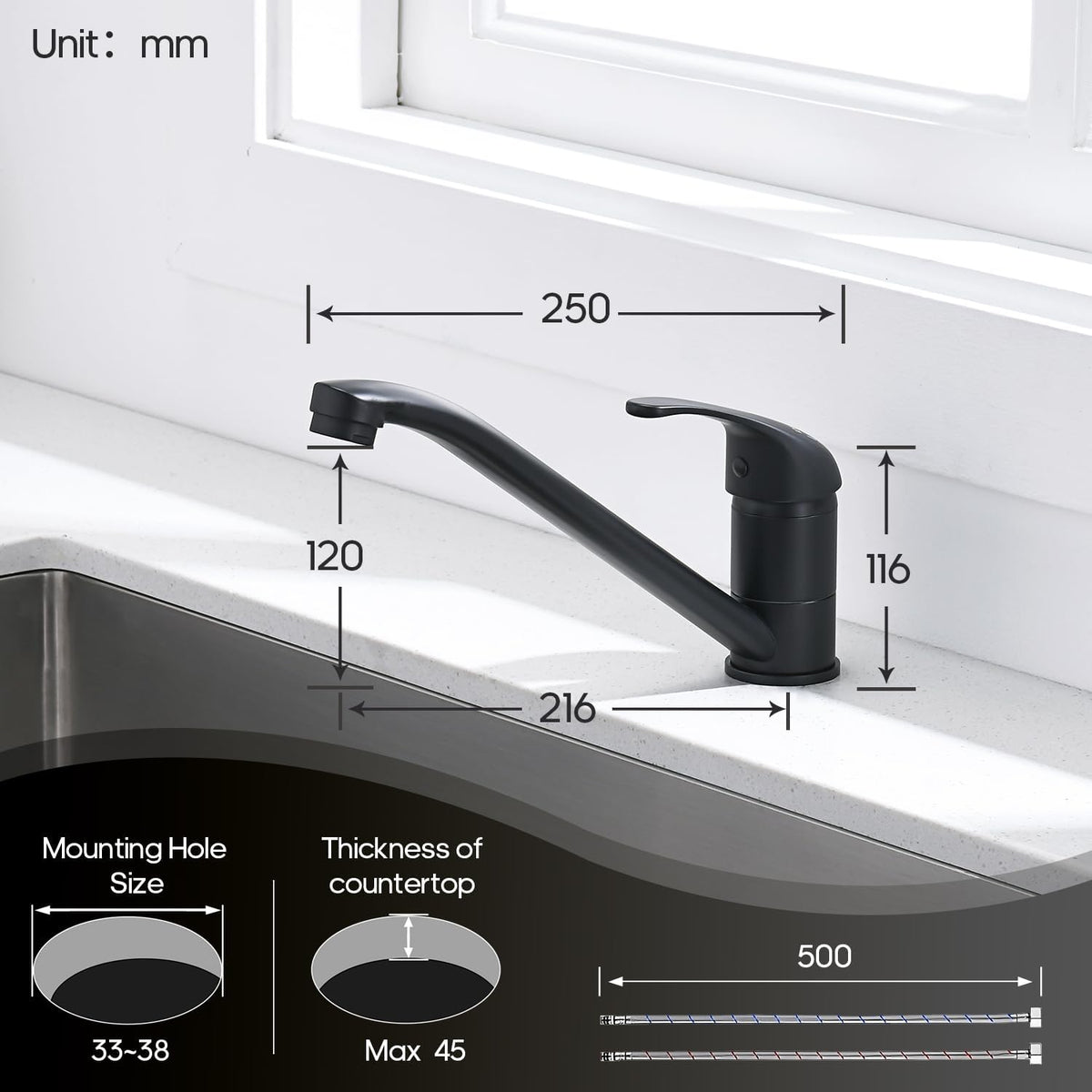 Decaura 360° Swivel Sink Mixer Tap – Matt Black