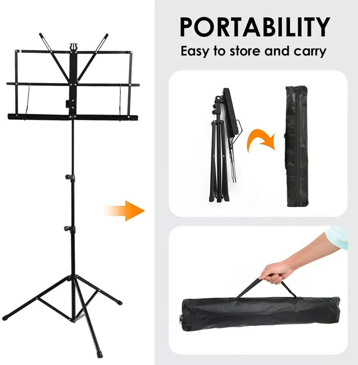 Portable Folding Adjustable Music Stand with Carry Bag