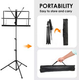 Provecta Music Stand,Folding Adjustable Music Holder,Portable Music Sheet Stand Holder with Carrying Bag