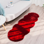 60 × 180 cm Burgundy Faux-Rabbit-Fur Runner