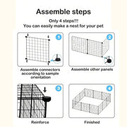 12-Panel Black Wire Small-Animal Playpen – 37 × 37 cm Panels