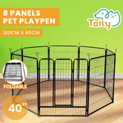 8-Panel Foldable Metal Pet Playpen with Gate