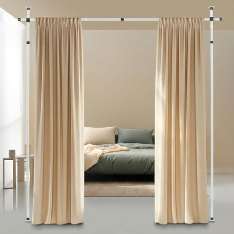 Room Divider Curtain Rods No Drill Tension Curtain Rod for Room Partition 110-305cm Height and 100-180cm Width Room Dividers for Bedroom Home Office