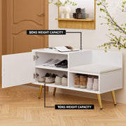 White Padded Shoe Storage Bench – Up to 6 Pairs
