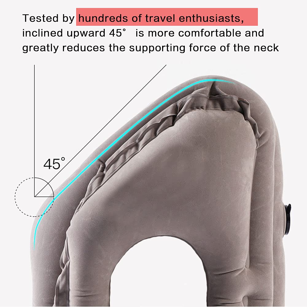 Inflatable 45° Forward-Lean Travel Pillow Set – Grey