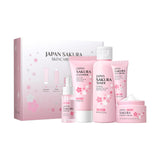 Skin Care Set JAPAN SAKURA Beauty Gift Sets Skin Care Kit with Cleanser, Serum, Eye Cream, Face Cream Travel Kit for Women Mom Wife Teen Girls Gentle Skin Cleaning TSA-friendly Sizes 4pcs