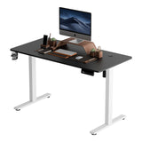 Electric Height Adjustable Standing Desk Whole-Piece Desktop Sit Stand Up Computer Desk Workstation with Memory Controller for Home, Office, Gaming 120×60cm (White Frame + Black Top)