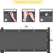 0.9 × 5 m Grey HDPE Balcony & Fence Privacy Screen