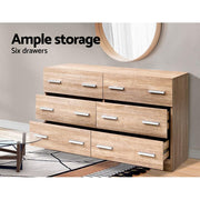 Oak 6-Drawer Tallboy Chest