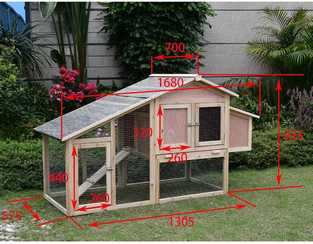 168 cm Wooden Chicken Coop & Rabbit Hutch with Run & Hatching Box
