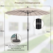 2.7 m Patio Umbrella with 18 Fibreglass Ribs, Tilt & Crank