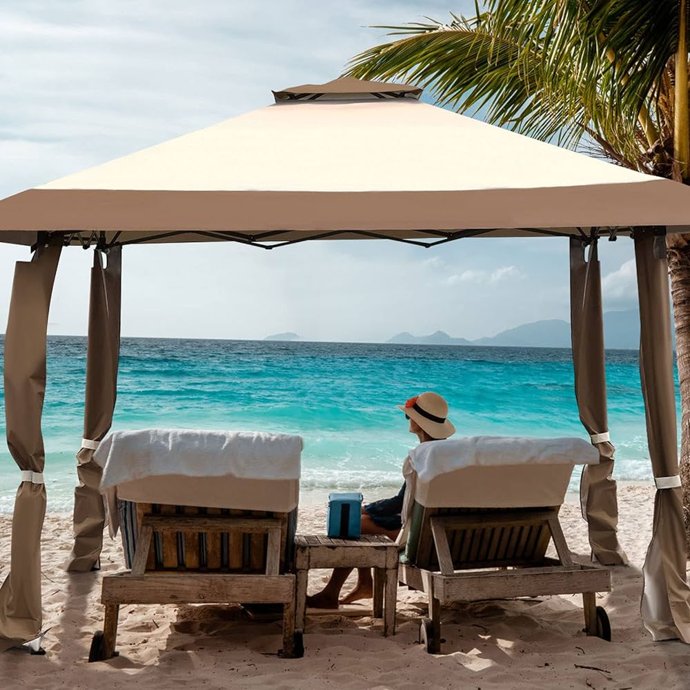 393 cm Double-Tier Pop-Up Gazebo with Adjustable Height