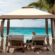 393 cm Double-Tier Pop-Up Gazebo with Adjustable Height
